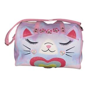 Pink and Purple Cat Face Travel/Overnight Bag